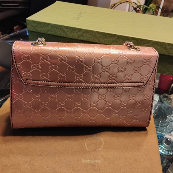 GUCCI Guccissima Horsebit Tassel Iridescent Pink Leather Bag EMILY - Picture 7 of 14